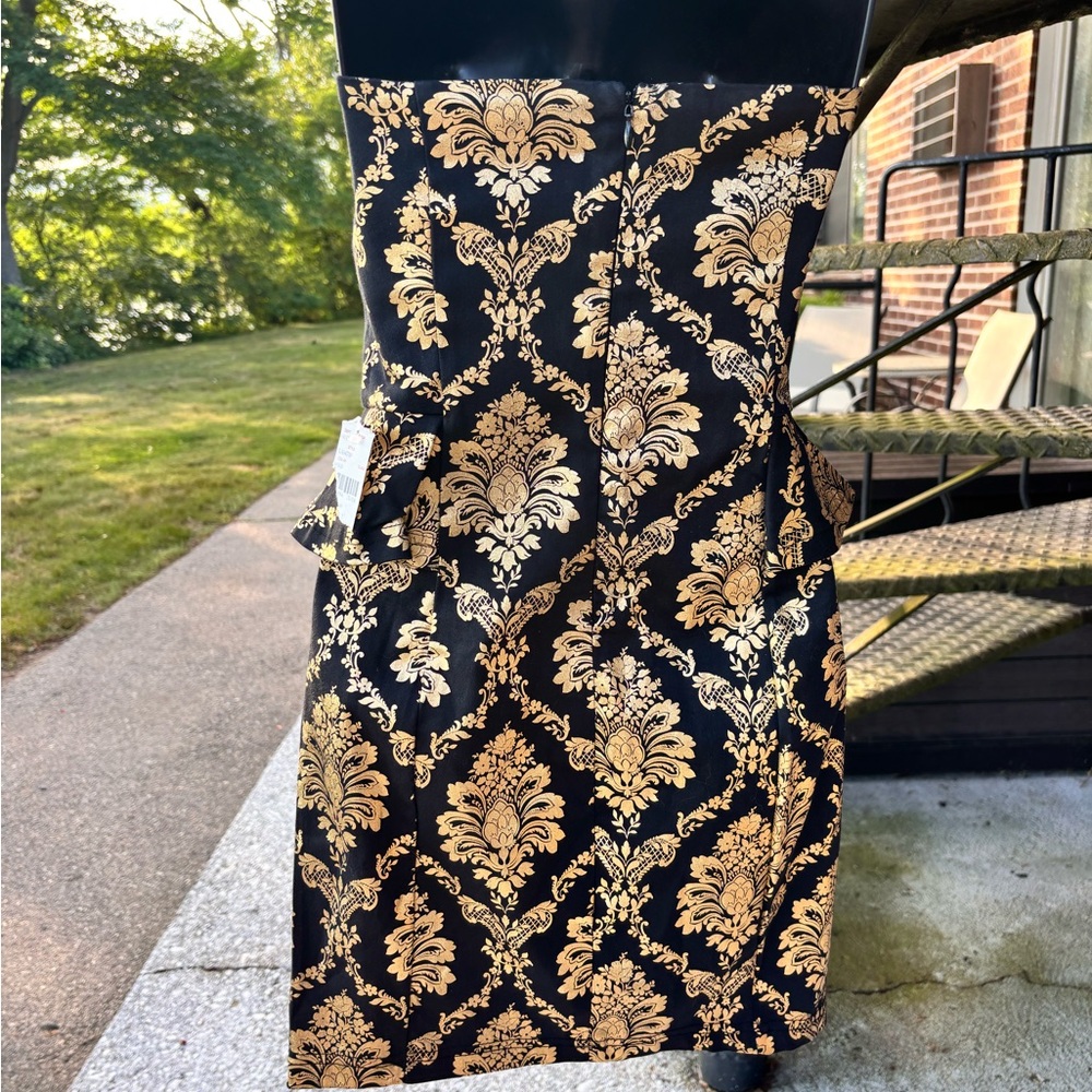 XTATEN Elegant Black & Gold Strapless Dress NWT Gorgeous for Formal Event Small - Picture 3 of 8